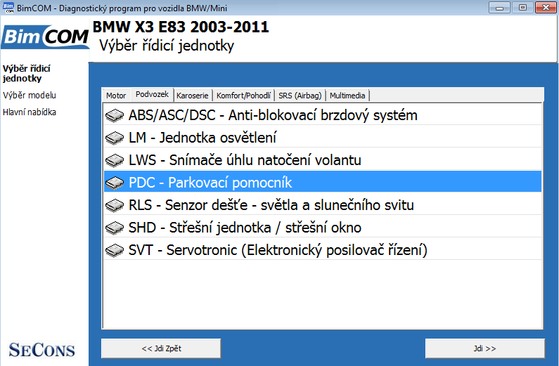 bimcomcz03: OBD-II diagnostic program screenshot