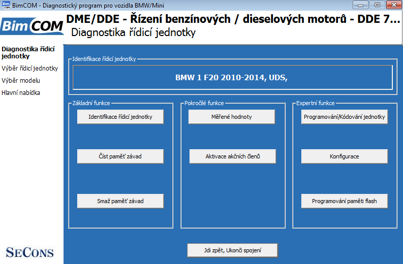 bimcomcz04: OBD-II diagnostic program screenshot