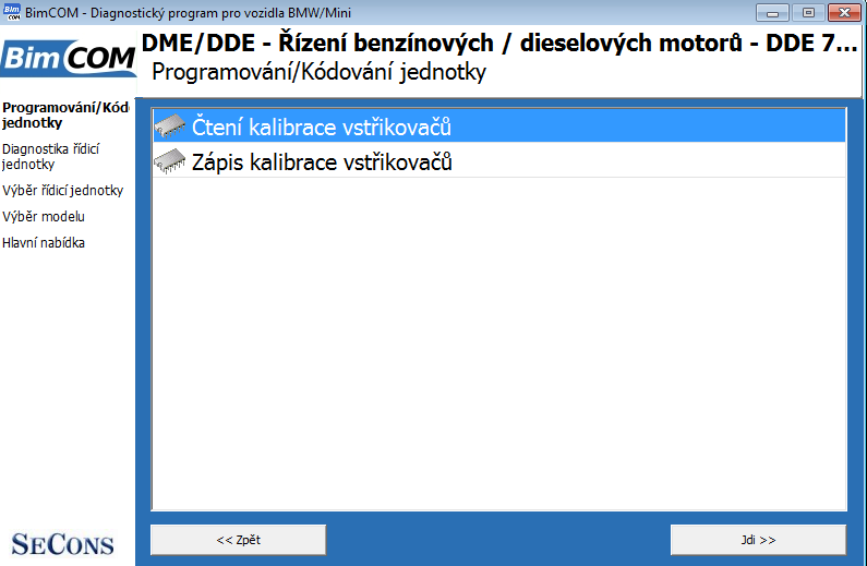 bimcomcz13: OBD-II diagnostic program screenshot