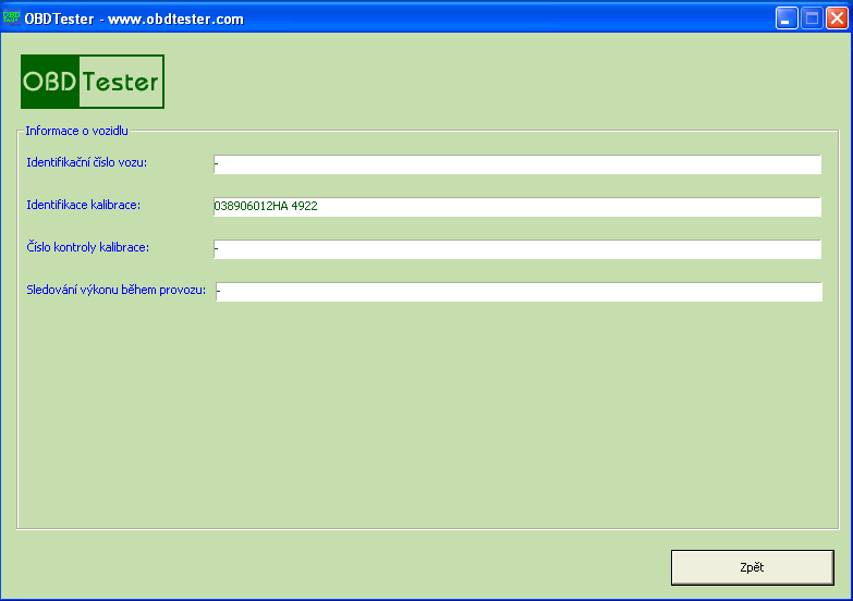 czobdtester5: OBD-II diagnostic program screenshot