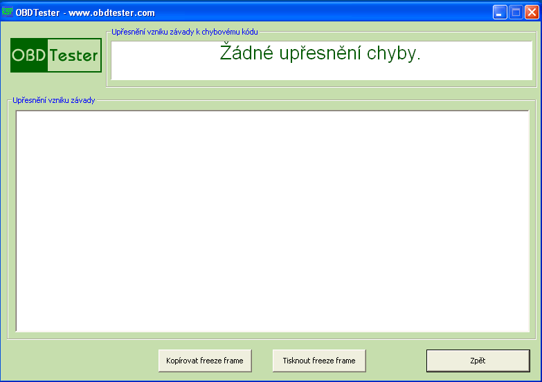 czobdtester8: OBD-II diagnostic program screenshot