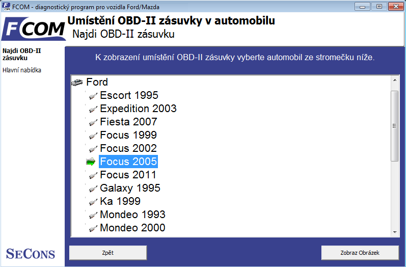 fcomcz12: OBD-II diagnostic program screenshot