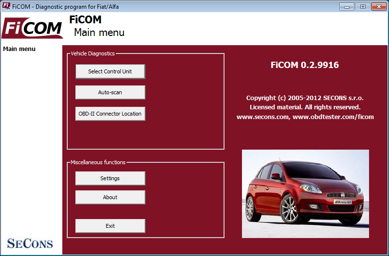 ficom01: OBD-II diagnostic program screenshot