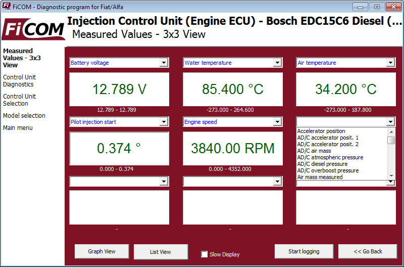 ficom09: OBD-II diagnostic program screenshot