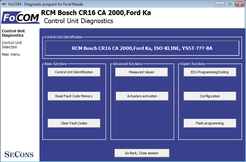focom03: OBD-II diagnostic program screenshot