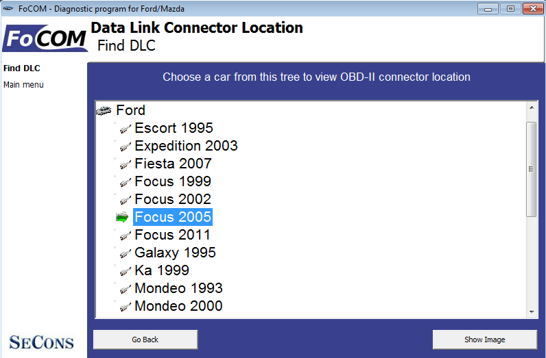 focom12: OBD-II diagnostic program screenshot