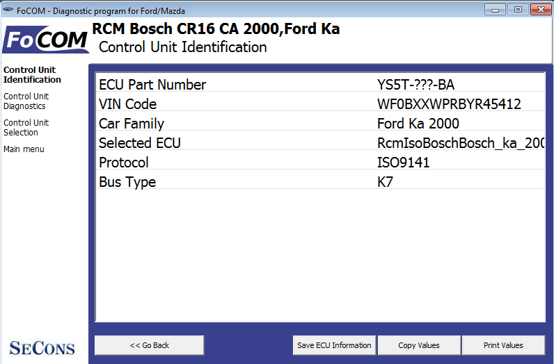 focom4: OBD-II diagnostic program screenshot