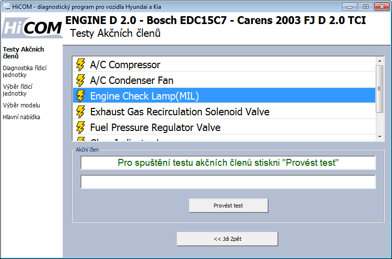 hicomcz11: OBD-II diagnostic program screenshot