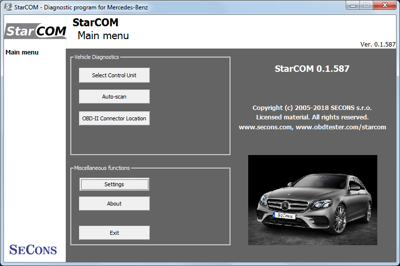 starcom01: OBD-II diagnostic program screenshot