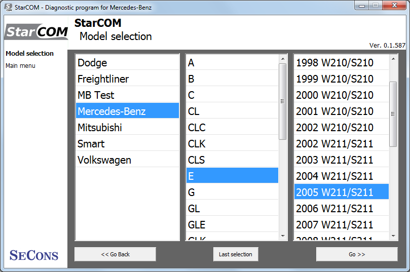 starcom02: OBD-II diagnostic program screenshot