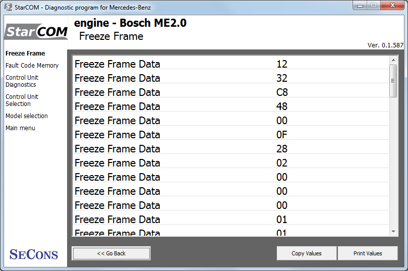 starcom07: OBD-II diagnostic program screenshot