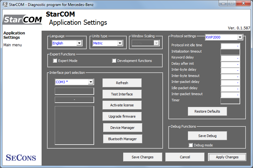 starcom18: OBD-II diagnostic program screenshot