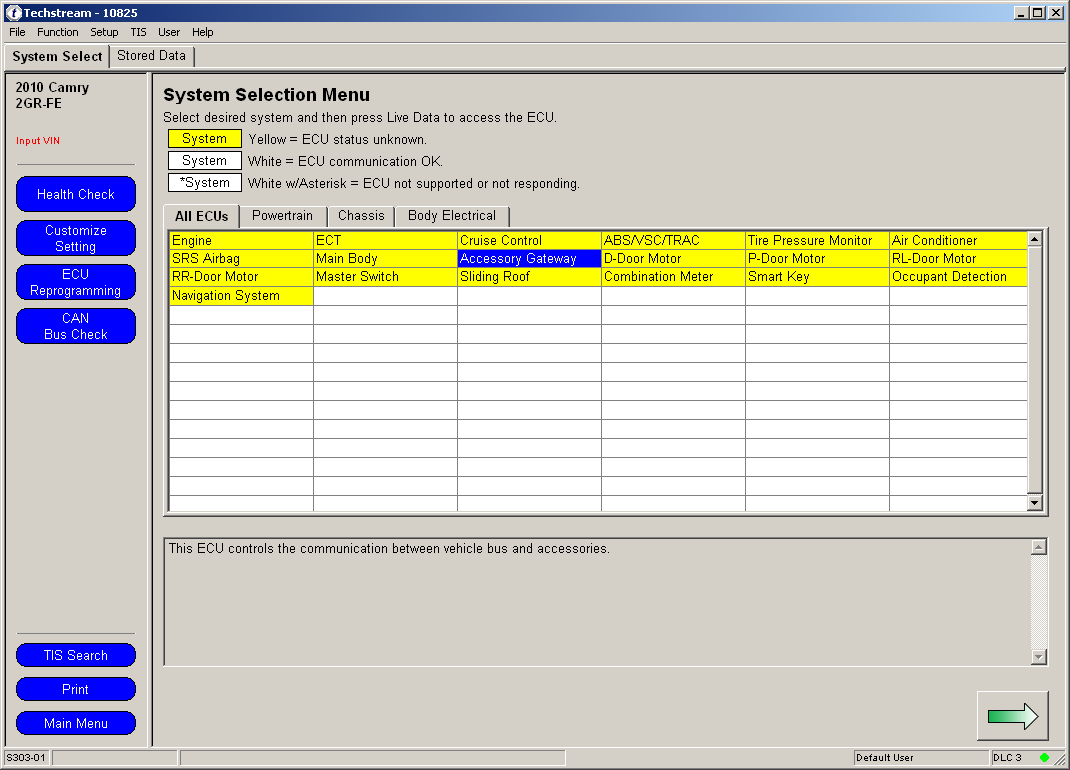 techstream03: OBD-II diagnostic program screenshot