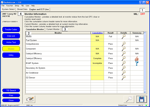 techstream13: OBD-II diagnostic program screenshot