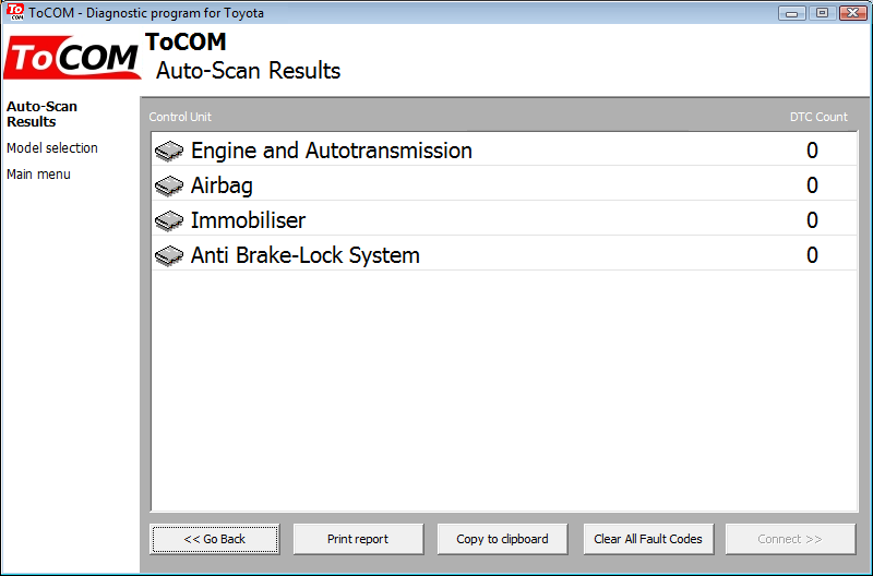 tocom15: OBD-II diagnostic program screenshot